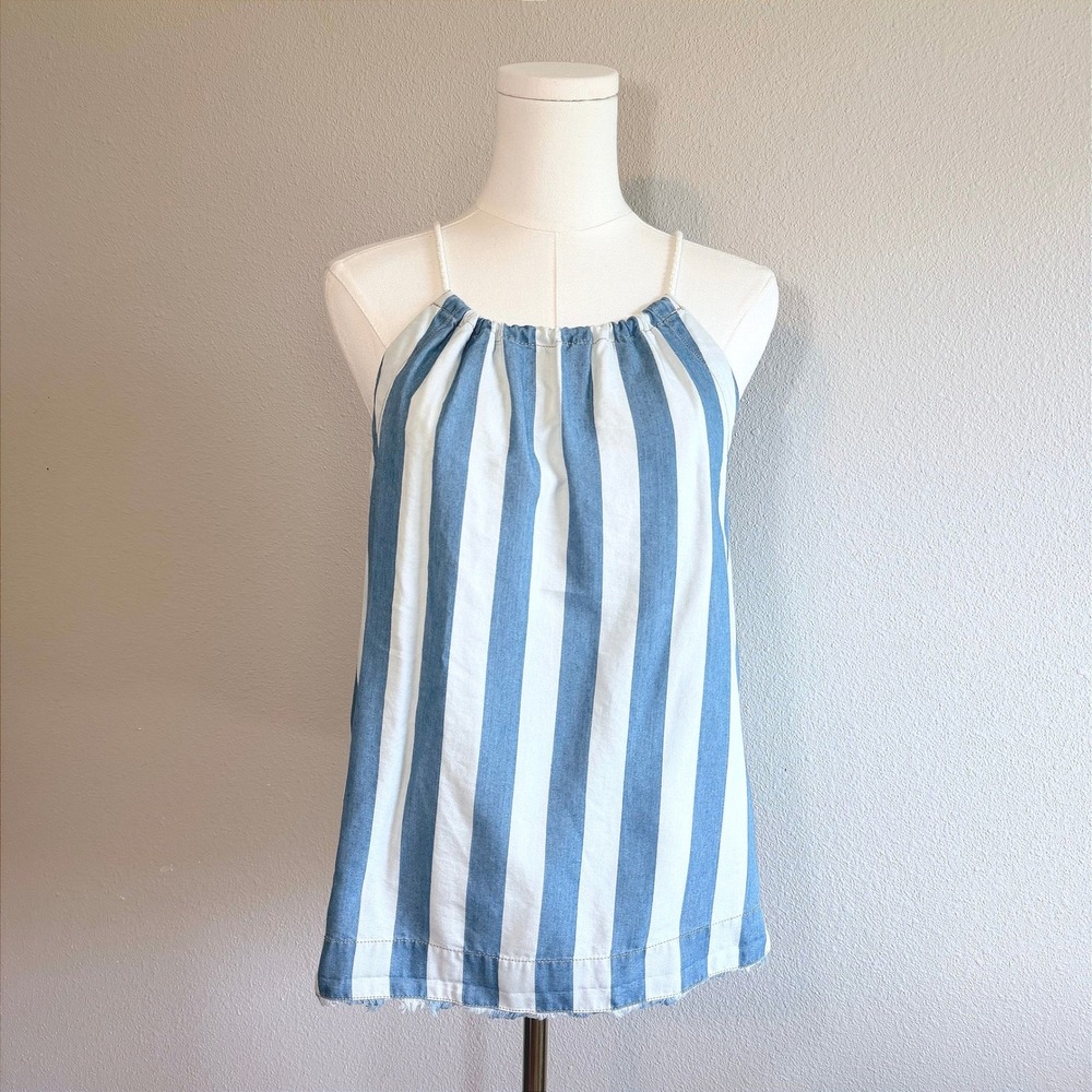 Maeve Anthropologie Striped Halter Top Blue White Nautical Coastal Rope Tie Sz M